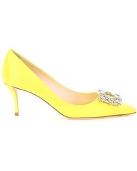roger vivier flower strass buckle pumps in satin
