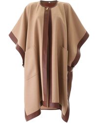 Burberry Cape With Lambskin Trim - Brown