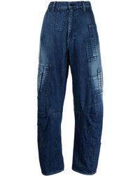 Y's Yohji Yamamoto Cropped Wide-leg Jeans - Blue