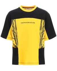 Youths in Balaclava Printed Two-tone T-shirt - Yellow