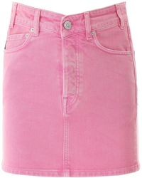 hot pink jean skirt