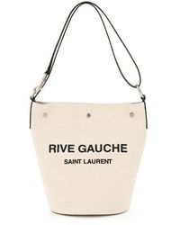Saint Laurent Rive Gauche Linen Bucket Bag - Natural