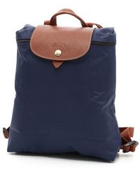 Longchamp Nylon And Leather Le Pliage Original Backpack - Blue