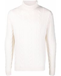 Bruno Manetti Cable-knit Roll-neck Sweater - White