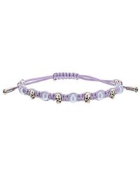Alexander McQueen Skull And Pearl Friendship Bracelet - Purple