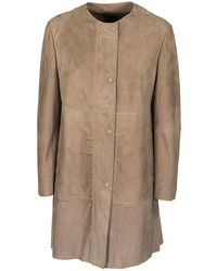 Max Mara Suede Overcoat Fiducia Earth - Multicolour