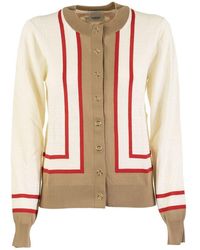 Burberry Hope Archive Society Intarsia Wool Cardigan - White