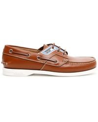 Prada Leather Deck Shoes - Brown