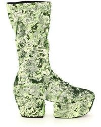Prada Sequins Boots With Plateau - Green
