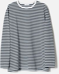 Nanamica Coolmax Striped Jersey Long Sleeved T-shirt - Blue