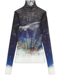 Casablanca Paris - Vol De Nuit Printed Mesh Top, By - Lyst