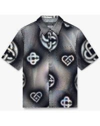Casablanca Paris - Chemise À Manches Courtes En Denim À Monogramme Nacré - Lyst