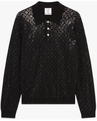Casablanca Paris - Hotfix Monogram Merino Long Sleeve Polo Shirt, By - Lyst