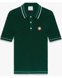 Casablanca Paris - Polo À Manches Courtes Vert En Crochet - Lyst
