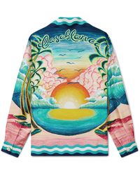 Casablanca Paris - Danse De La Mer Long Sleeve Silk Shirt, By - Lyst