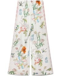 Casablanca Paris - Ping Pong Fleurie Jour Silk Trousers, Size By - Lyst