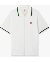 Casablanca Paris - Striped Velour Zip-Up Short Sleeve Shirt, By - Lyst