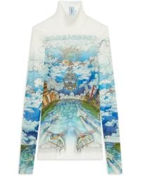 Casablanca Paris - Le Vol Ideal Printed Mesh Top, By - Lyst
