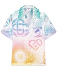 Casablanca Paris - Chemise En Soie À Manches Courtes À Logo Halftone - Lyst