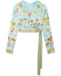 Casablanca Paris - Yoruba Flowers Wrap Long Sleeve Blouse, Size By - Lyst