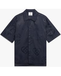 Casablanca Paris - Chemise À Manches Courtes Bleu Marine Half Tone À Monogramme - Lyst