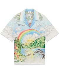 Casablanca Paris - Aloha Short Sleeve Silk Shirt, By - Lyst