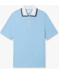 Casablanca Paris - Pale Pique Quarter Zip Short Sleeve Polo Shirt, By - Lyst