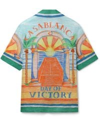 Casablanca Paris - Day Of Victory Short Sleeve Linen Shirt, By - Lyst