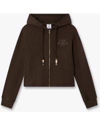 Casablanca Paris - Cropped Zip-Up Hooded Sweatshirt, By - Lyst