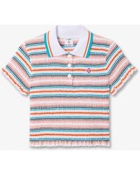 Casablanca Paris - Multicolour Striped Shirred Short Sleeve Polo Shirt, By - Lyst
