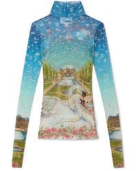 Casablanca Paris - L'Amour En Fleur Printed Mesh Top, By - Lyst