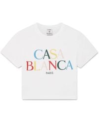 Casablanca Paris - T-Shirt Court À Manches Courtes À Logo Superposé - Lyst