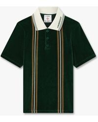 Casablanca Paris - Stripe Velour Short Sleeve Polo Shirt, By - Lyst