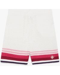 Casablanca Paris - Short En Crochet Blanc Et Rose À Rayures - Lyst