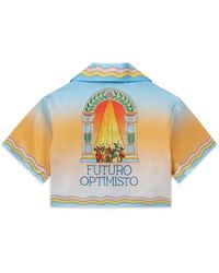Casablanca Paris - La Danse Cropped Short Sleeve Silk Shirt, Size By - Lyst
