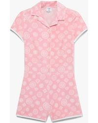 Casablanca Paris - Combishort En Velours Rose À Monogramme - Lyst