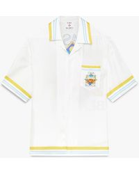 Casablanca Paris - Chemise À Manches Courtes En Soie Blanche Tennis Landscape - Lyst