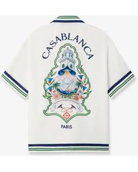 Casablanca Paris - Hotel Emblem Short Sleeve Silk Shirt - Lyst