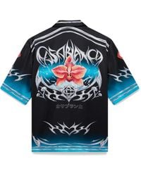 Casablanca Paris - Blades Short Sleeve Silk Satin Shirt - Lyst