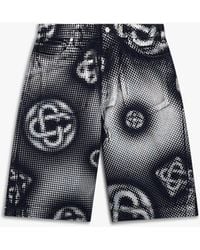 Casablanca Paris - Short En Jean À Monogramme Nacré - Lyst