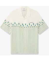 Casablanca Paris - Linen Floral Stripe Sporty Short Sleeve Shirt, By - Lyst