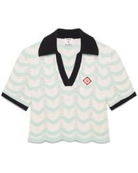 Casablanca Paris - Polo Court En Crochet De Coton Ondulé - Lyst