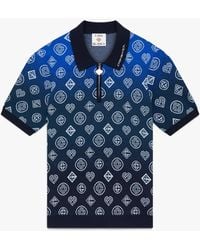 Casablanca Paris - Polo À Manches Courtes Bleu Marine En Maille À Monogramme Dégradé - Lyst