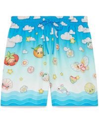 Casablanca Paris - Short En Sergé De Soie Kawaii Motif - Lyst