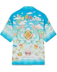 Casablanca Paris - Chemise À Manches Courtes En Sergé De Soie Kawaii Motif - Lyst