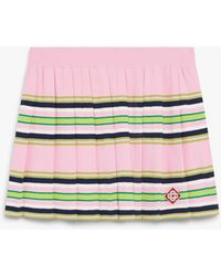 Casablanca Paris - Mini-Jupe Plissée À Rayures Roses Et Vertes - Lyst