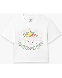 Casablanca Paris - Laduree X Casablanca Cropped Baby Short Sleeve T-Shirt, By - Lyst