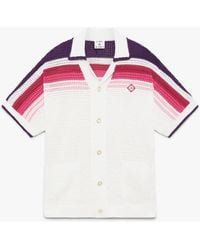Casablanca Paris - Chemise En Crochet À Manches Courtes Blanche Et Rose À Rayures - Lyst