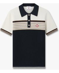 Casablanca Paris - Café Culture Wool Stripe Short Sleeve Polo Shirt, By - Lyst