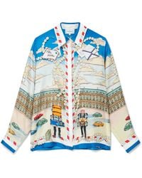 Casablanca Paris - Place Casa Long Sleeve Silk Shirt, By - Lyst